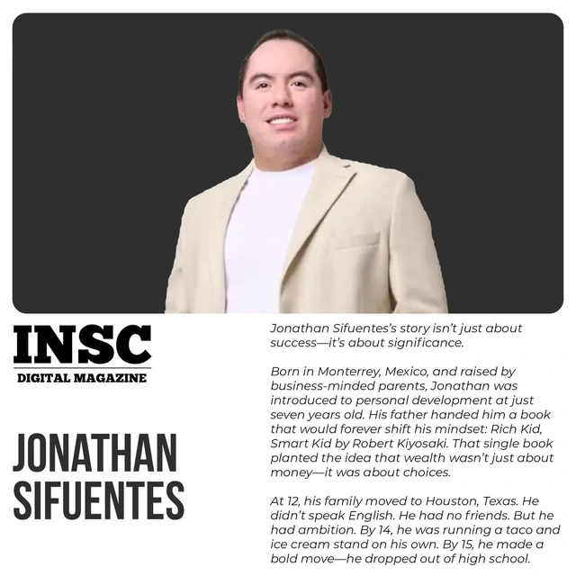 Lámina de INSC Digital Magazine con el retrato de Jonathan Sifuentes y un extracto de su historia